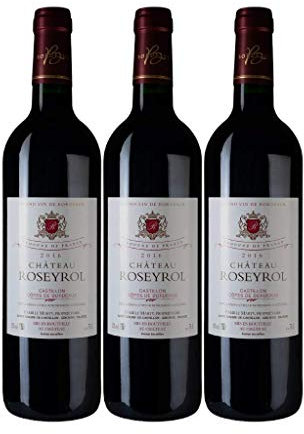 Vin rouge Castillon - Côtes de Bordeaux Château Roseyrol 2016 3 bouteilles 75 cl