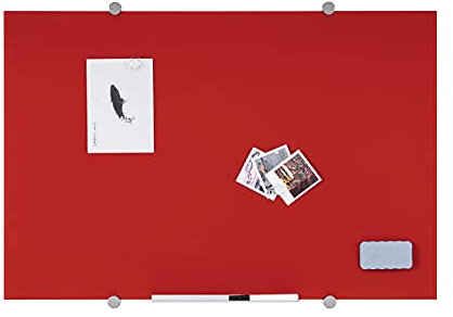 Tableau en verre magnétique Flow 90 x 120 cm Bi-Office rouge