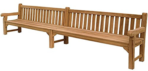 Teako Design Parkbank Gartenbank Piceno XXL Teak Massivholz extra stark Verschiedene Größen (350 cm)