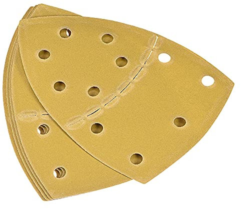 sourcing map 5 Stück 11 Loch Dreieck Schleifpapier 320 Körnung (P320) Feines Schleifmittel 6 Zoll Aluminiumoxid Schleifblätter Klettrücken