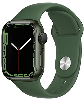 Apple Watch Series 7 (GPS, 41mm) Smart watch - Green Aluminium Case with Clover Sport Band - Regular. Fitness Tracker, Blood Oxygen & ECG Apps, Always-On Retina Display, Water Resistant