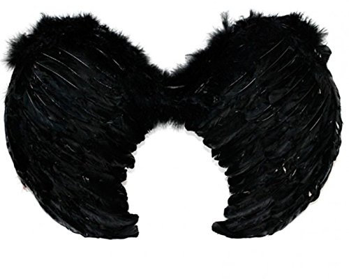 Alas de ángel Medianas con Plumas Negro 42 x 33 cm