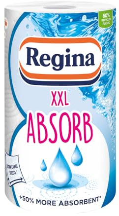 Regina XXL Absorb, 1 Roll of Kitchen Towel, 2-Ply | 75 Sheets, Super Absorbent Kitchen Towels, Extra-Large Sheets, 50% More Absorbent Than Previous XXL Products, Easy Open Pack