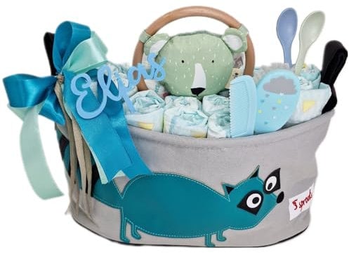 Elfenstall Windeltorte Pamperstorte 3 Sprouts Kinderwagentasche Waschbär
