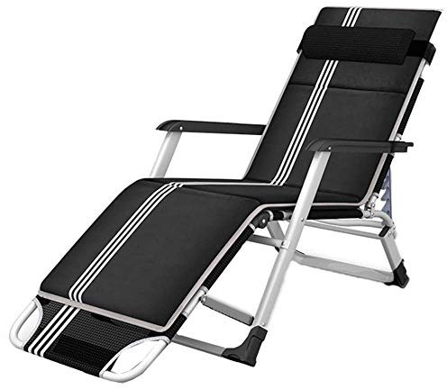 CAPXXIN Sonnenliege, Strandstuhl, Aluminium, Schlafcouch mit Baumwollkissen, wie abgebildet, schwarz Needed