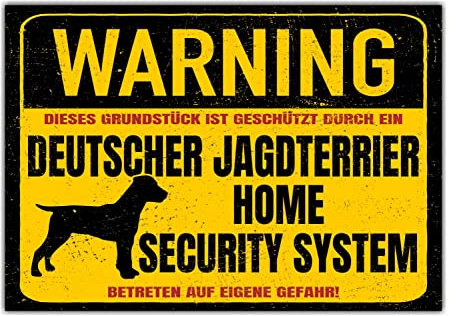 Deutscher Jagdterrier Dog Schild Warning Security System Türschild Hundeschild Warnschild Jagd