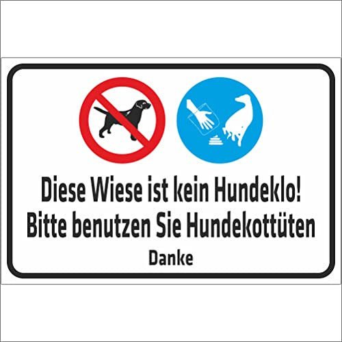 INDIGOS UG - Schild Warnung - Diese Wiese ist kein Hundeklo - Bitte benutzen Sie HundekottüTen - 200x150 mm - 3mm Aluverbund Schilder für Hotel, Firma, Schutz, Kita, Arzt, Praxis, Wohnung