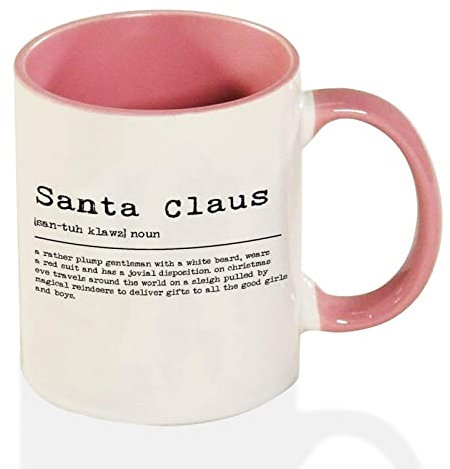 Tazza da caffè con Babbo Natale Definition - Divertente tazza di Babbo Natale - Tazza di Babbo Natale definizione due toni rosa - Tazza di Babbo Natale Novità Tazza 311,8 g