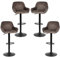 Tabouret de Bar Capitonné Lot de 4 Chaise Bar Pivotante Haute Velours Tabourets Cuisine avec Repose-Pieds, Chaise Haute de Cuisine pour Cuisine/Bar/Comptoir-4PC (Marron)