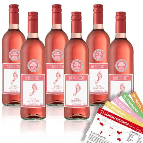 Barefoot Pink Moscato Rosé, lieblich, sortenreines Weinpaket + VINOX Winecards (6x0,75l)