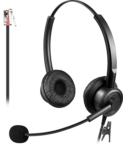 Callez Phone Headsets for Office Phones RJ9 with Noise Cancelling Mic, Corded Telephone Headset Hands Free Compatible with Cisco 7940 7942 6921 7821 7971 8841 8845 8861 7931G 7941G Landline IP Phones