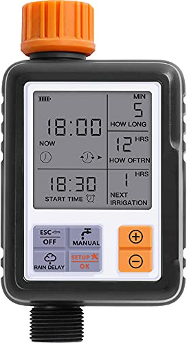 Bewässerungscomputer mit LCD-Display Automatisch Manuell Bewässerungssystem Wasser Timer Flexible Einfach Bewässerungssteuerung mit Kindersicherungsmodus