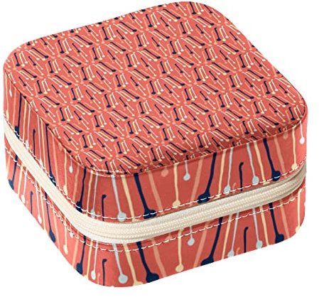FVQL Travel Jewelry Box for Rings Earrings Necklaces, Square Jewelry Case, abstract tea spoons pattern