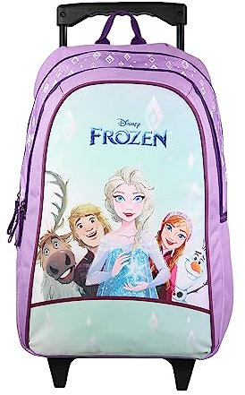 Bagtrotter - Sac à Dos à roulettes 45 cm - La Reine des Neiges Violet - Primaire - Bretelles et Dos rembourrés - Bandes Réfléchissantes - Grand Rangement - Licence Officielle Disney Frozen