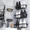 Fadun Shower Caddy 5 Pack Shower Rack No Drilling Bathroom Shelves with Soap Dish Adhesive Shower Organiser-Black