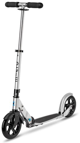 Micro Mobility Scooter Micro Classic Matt Silver aus Aluminium in der Farbe Schwarz, für Jugendliche und Erwachsene SA0241