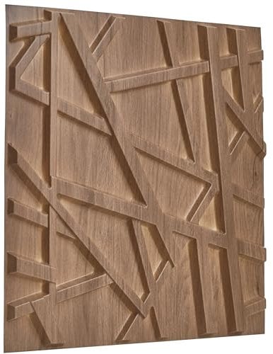 NOVECRAFTO Wooden Matte Effect 3D Wall Panels - 6 Sheets Covering 1.5 sqm | 16.15 sqf Interior Cladding Panels Set | 3D Wall Tiles Line Design in Matte Wooden - Each Panel Size 19.6 x 19.6