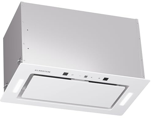 Klarstein Hotte Aspirante Encastrable 52 cm, Hotte Aspirante Silencieuse, Hotte de Cuisine avec Lampes LED, Débit d'Air Puissant 446 m³/h, Minuterie, Commandes Tactiles, Hotte avec Évacuation