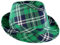 DOOVID St. Patrick's Day Hut Karneval Party Pailletten Fedora Hut Irisch Grün Zubehör für Damen Herren Blinkender Hut, Grünes Plaid, Einheitsgröße