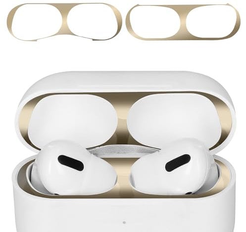 kwmobile Staubschutz Sticker kompatibel mit Apple Airpods Pro 2 - Metallstaub Schutz Aufkleber Skins in Gold