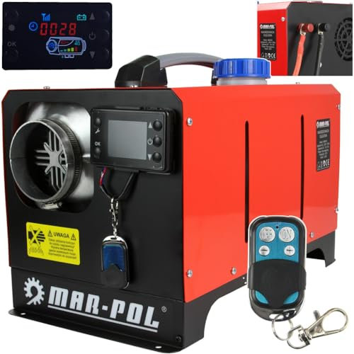 Riscaldatore d’Aria Stufa | a Diesel Gasolio | 12V/230V | 12KW | Portatile | Monitor LCD con Telecomando | per Roulotte Auto Garage Magazzini Abitazioni