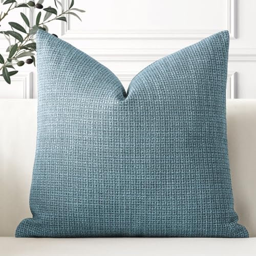 Artscope 1er Set Kissenbezug Einfarbig Wurfkissenbezug Leinen Kissenbezüge 50x50cm Moderne Dekokissen Kissenhülle Set Kissen Fall für Sofa Schlafzimmer Zuhause Dekor, Blau