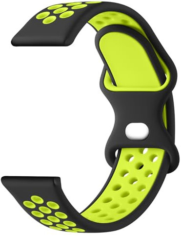 YLK Correa para 20mm Reloj Inteligente Smartwatch, Liberación Rápida de Dos Colores Silicona Suave Pulseras de Repuesto para 20mm Reloj ara Hombre Mujer (20mm, Negro Verde)