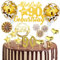 Tortendeko 90. Geburtstag Frau Mann, 20 Stück Gold Kuchendeko Cake Topper 90 Geburtstag Deko, Glitzer Alles Gute zum 90 Geburtstag mit Geburtstagskerzen Konfetti Luftballons Papierfächer
