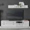 TV Wohnwand modern Wohnzimmer Set 200cm Lowboard Wandboard weiß matt schwarz gerillt
