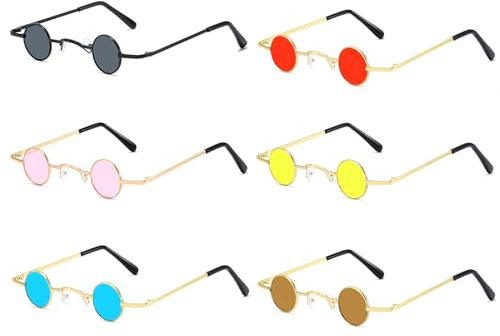 Landrain 6 Paar Runde Sonnenbrille Herren, Retro Round Sunglasses Damen