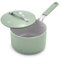GreenLife 2 Quart Nonstick Saucepan with Lid, Lightweight Healthy PFAS-Free Milk Pan, Dishwasher & Oven Safe Soup Pan, Durable Body, Silicone Stay-Cool Handle, Easy Release Chef’s Pan, Sage Green