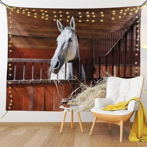 Pechiwuo Pferd Wandteppich Tier Wandbehang Pferd Wandtuch Aesthetic mit Muster Wandteppiche 3D Tapisserie Tapestry für Schlafzimmer Wohnzimmer Wohnheim Deko 150 x 130 cm F153
