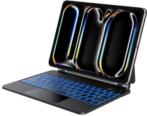 OMOTON For iPad Pro 11 inch Magnetic Keyboard Case (M4, 2024), Bluetooth Wireless Magic Keyboard with Multi-Touch Trackpad, 7 Lights Backlit Keyboard Case for iPad pro 11 2024