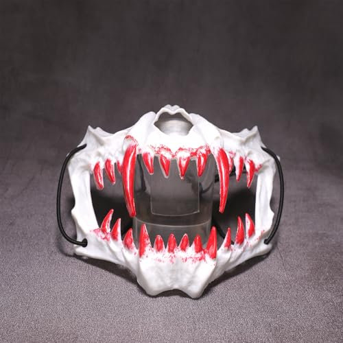 PEUTIER Demi-Masque d'Halloween, Demi-Masque Crâne Masque Effrayant d'Halloween Masque Squelette Animal pour Adultes Cosplay Costume d'Halloween Jeu de Rôle (Blanc)