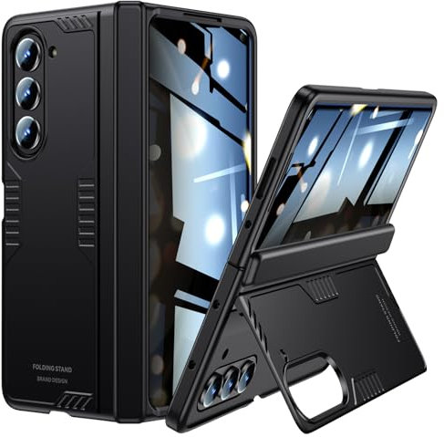 Custodia per Samsung Galaxy Z Fold 5: Protettore Privacy & Supporto Integrato, Protezione Cerniera Sottile, Ricarica Wireless - Galaxy Z Fold 5 5G (Nero Antisguardo)
