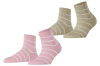 ESPRIT Damen Socken Fine Line Multipack W Sso Baumwolle gemustert 2 Paar, Mehrfarbig Grey Red 0060, 35-38