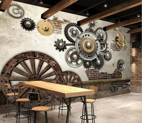 JCSMKFQ Selbstklebende PVC Fototapete 3d Wohnzimmer Tapete Ziegelwand Gang Industriestil Schlafzimmer Hintergrund Wandaufkleber Heimdekoration Wandkunst