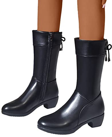 Stivali Donna in Offerta Stivali Campagna 41 Stiva Stivali Britannici alla da Donna Stivali Medi in Peluche con Cerniera Laterale Stivali Orto Donna Gomma Scarpe Gomma Donna Stival (Black, 41)