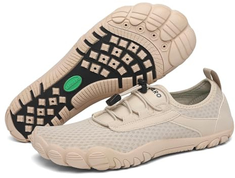SAGUARO Badeschuhe Wasserschuhe Barfuss Schuhe Damen Herren Barfußschuhe Schnelltrocknende Schwimmschuhe rutschfeste Strandschuhe Aquaschuhe mit Dicker Sohle New Khaki,Gr.40