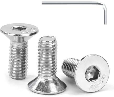 Tunejoy 30 Stück Senkkopfschrauben M6 x 16 mm Senkschrauben Edelstahl A2 V2A Senkkopf Innensechskant DIN 7991 Vollgewinde mit Inbusschlüssel