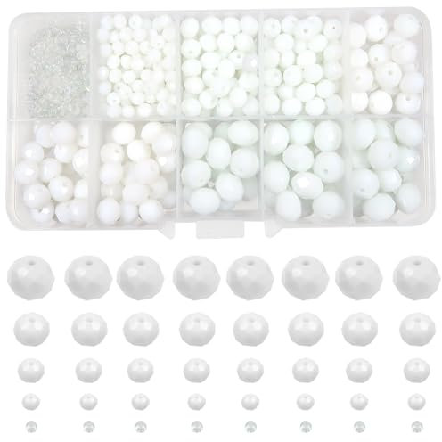 TOAOB 1000pcs Assorted White Crystal Glass Beads Faceted Spacer Bead 2mm 4mm 6mm 8mm 10mm for Jewelry Making DIY Craft Project