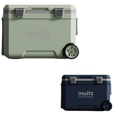 Inuitz Nevera con Ruedas 45L – Nevera Portatil Ideal para Camping y Aventuras al Aire Libre, Mantén Tus Alimentos Frescos por Horas, Ruedas Reforzadas para Facilitar el Transporte (Verde)