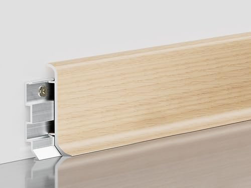 Sockelleiste Sockelleisten Fussleisten 160cm Lange Sockelleiste In Holzoptik, Wandprofil/Bodenleiste Aus Metall Und Aluminium Für Wohnzimmer, Schlafzimmer, Innendekoration, Balkon, Flur(Style-1,H 6cm