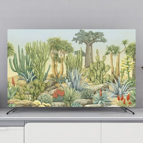 Copertura TV Antipolvere Protezione Da 32-80 Inch Per Schermi Piatti Curvi Copri Televisori Moderni Per Interni Con Stampa Di Paesaggi In Poliestere,Decorazione Per Interni D,70in(161 * 96cm)