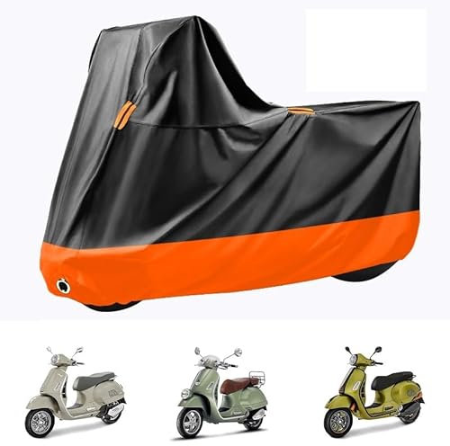 Funda Moto Impermeable, Cubierta Motocicleta Exterior Interior con Agujeros de Cierre, Cubre Moto 420D Poliéster Capa Protector Lluvia y UV para Piaggio Vespa GTV GTS GT60 125 200 250 y 300