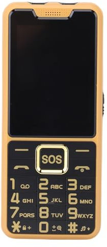 Zunate Big Key Téléphone pour Les Seniors, 2,6 écran HD Flacing, Bouton d'urgence SOS, Annonce Vocale, Haut-Parleur Bruyant, Batterie de 2500mAh, Lampe de Poche (Gold)
