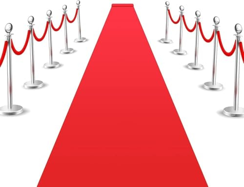 petour Roter Teppich 10x1m VIP Läufer Red Carpet Hochzeit Event Teppich Weihnachten Outdoor Empfangsteppich Rutschfester Gangläufer für Party, Zeremonie 340 g/m² (5,5 mm Dicke)