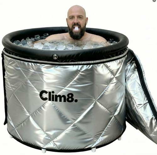 Clim8 Insulated Cold Plunge Tub for Athletes,Fitness and Wim Hom Enthusiasts, Portable Ice Bath at Home for Indoor & Outdoor Use With Drainage Hose & Protective Cover,116Gal, Chiller Compatible