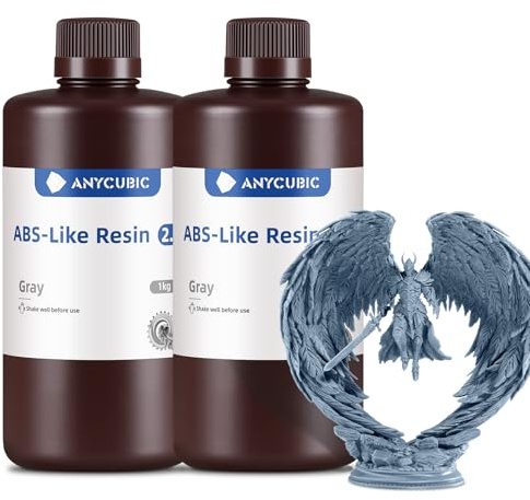 ANYCUBIC ABS-Like Resin 2.0 für alle Harz-3D-Drucker (Grau, 2 kg) | 3D Drucker Resin mit hoher zähigkeit, Präziseren Details, Geringem Geruch, breite kompatibilität