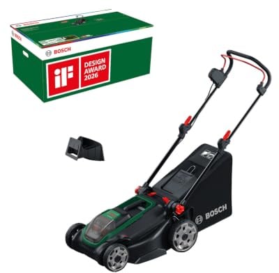 Bosch Akku-Rasenmäher ROTAK18V2-43 (Schnittbreite: 43 cm, Schnitthöhe: 30-75 mm, 50 l Stoff-Grasfangkorb, Mulchstopfen, ohne Akku)